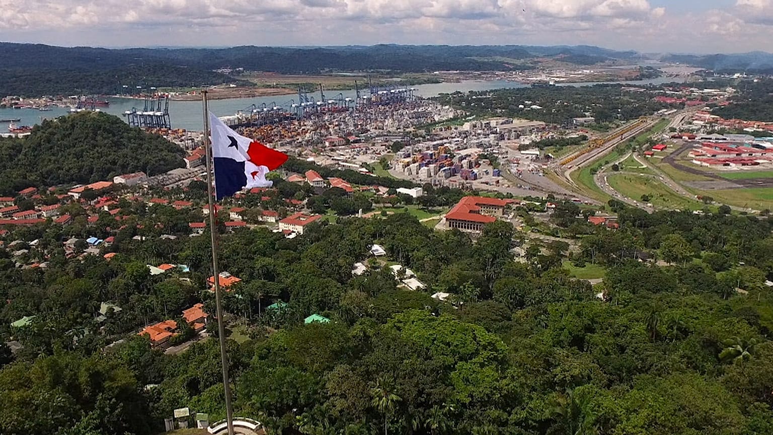 Aerial view of an industrial district in Panama