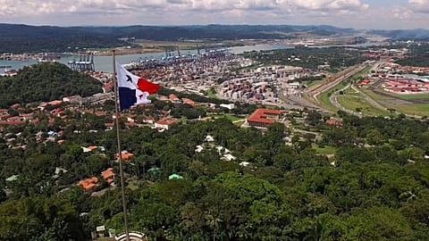 Aerial view of an industrial district in Panama