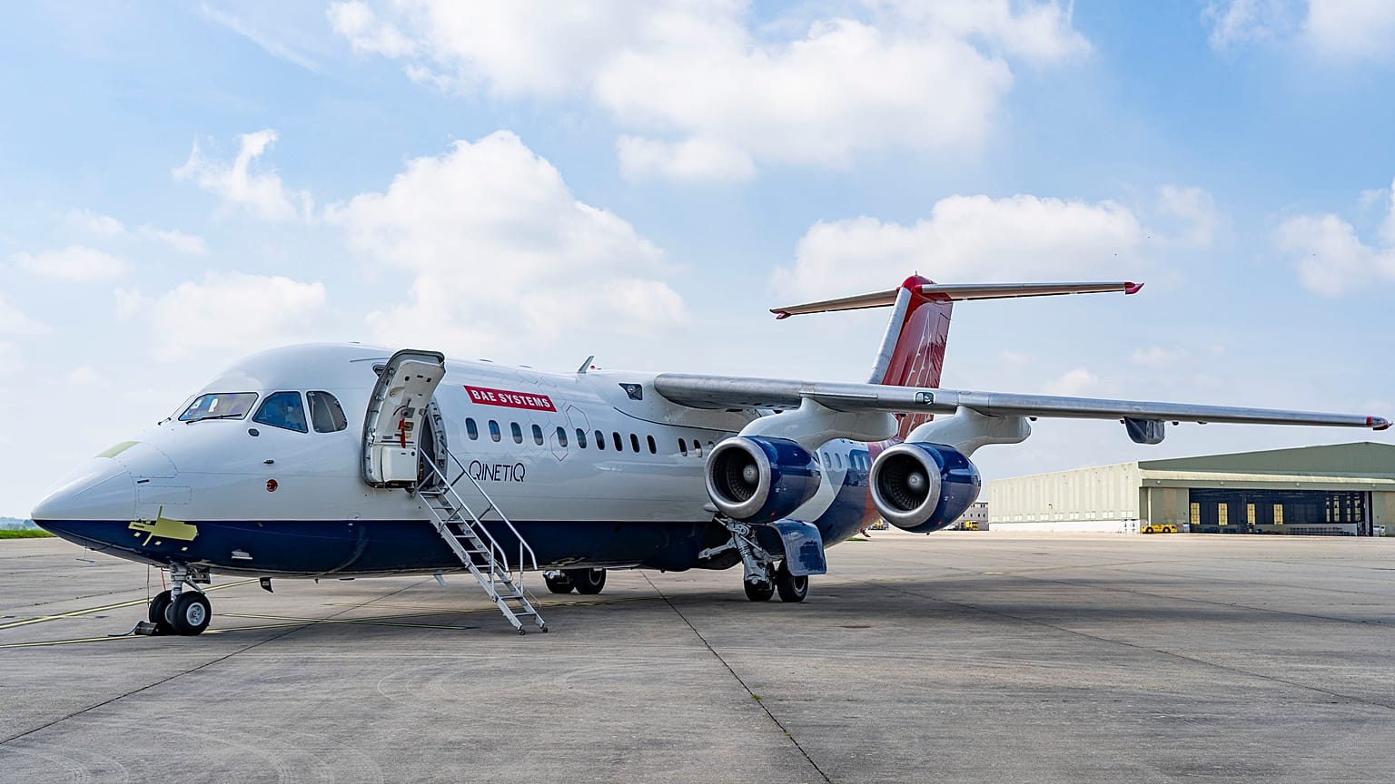 An RJ100 aircraft used in the first test flight of a quantum navigation system on May 9 in Whiltshire, United Kingdom. 