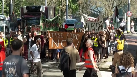 Protest at the campus of the University of Amsterdam