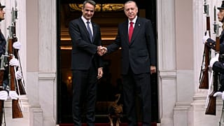 Kiriákosz Micotákisz görög kormányfő és Recep Tayyip Erdogan török elnök
