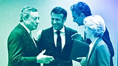 Italy's Mario Draghi, French President Emmanuel Macron, GreekPM Kyriakos Mitsotakis and European Commission President Ursula von der Leyen in Brussels, October 2022