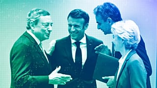 Italy's Mario Draghi, French President Emmanuel Macron, GreekPM Kyriakos Mitsotakis and European Commission President Ursula von der Leyen in Brussels, October 2022