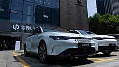 Leapmotor vehicles are parked outside a showroom in Hangzhou in eastern China's Zhejiang province on Tuesday, May 14, 2024.