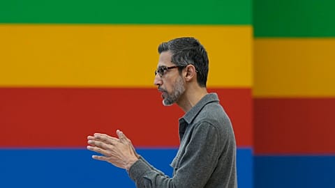 Alphabet CEO Sundar Pichai speaks at a Google I/O event in Mountain View, California, Tuesday, May 14, 2024.