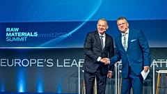 Commissioner Maroš Šefčovič with EIT RawMaterials' CEO and Managing Director Bernd Schäfer  at the EIT Raw Materials Summit, May 2014.