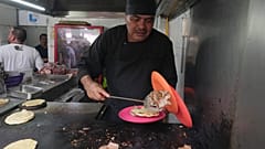 Newly minted Michelin-starred chef Arturo Rivera Martínez prepares an order of tacos at the Tacos El Califa de León taco stand, in Mexico City, Wednesday, May 15, 2024.