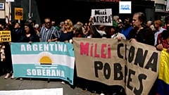 Protestos em Madrid contra Milei