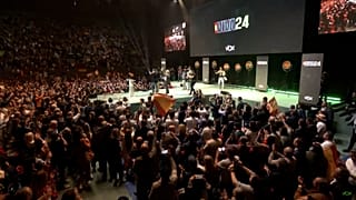 Reunião da extrema-direita europeia em comício do Vox em Madrid, Espanha.