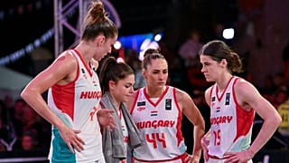 Kiss Virág, Papp Klaudia, Böröndy Vivien és Szabó Fanni (balról jobbra) a Kanada elleni vereség után Debrecenben 2024.05.19-én.