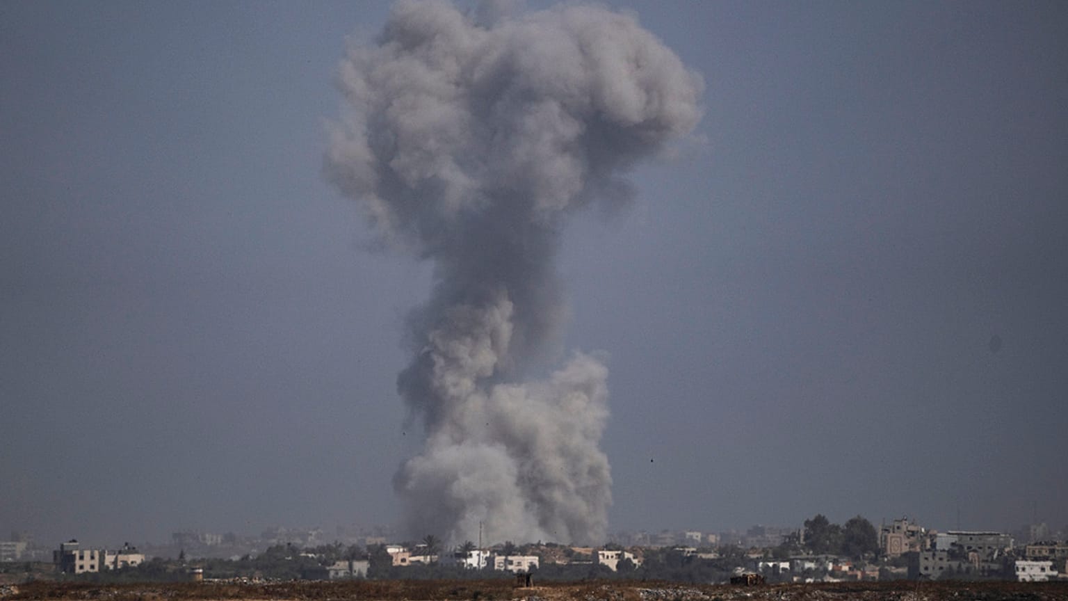 Smoke rises following an Israeli airstrike in the Gaza Strip, as seen from southern Israel Tuesday, May 21, 2024.