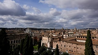 Rome's skyline is dotted with domes, including the square-based dome of the Tempio Maggiore Synagogue, left, on Tuesday, Feb. 6, 2024. (AP Photo/Andrew Medichini)