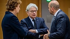 Belgian minister Petra De Sutter, EU Commissioner Thierry Breton, Belgian state secretary Mathieu Michel.