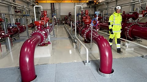 A compression station of the Baltic Connector marine gas pipeline is pictured in Inkoo, Finland.