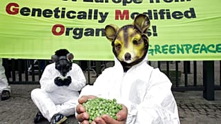 Protest outside the European Council headquarters in Brussels, Belgium in 2005. GOvernments are sensitive to longstanding public scepticism over genetically modified crops