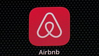 The Airbnb app icon is displayed on an iPad screen in Washington, D.C., on May 8, 2021. Airbnb Inc.