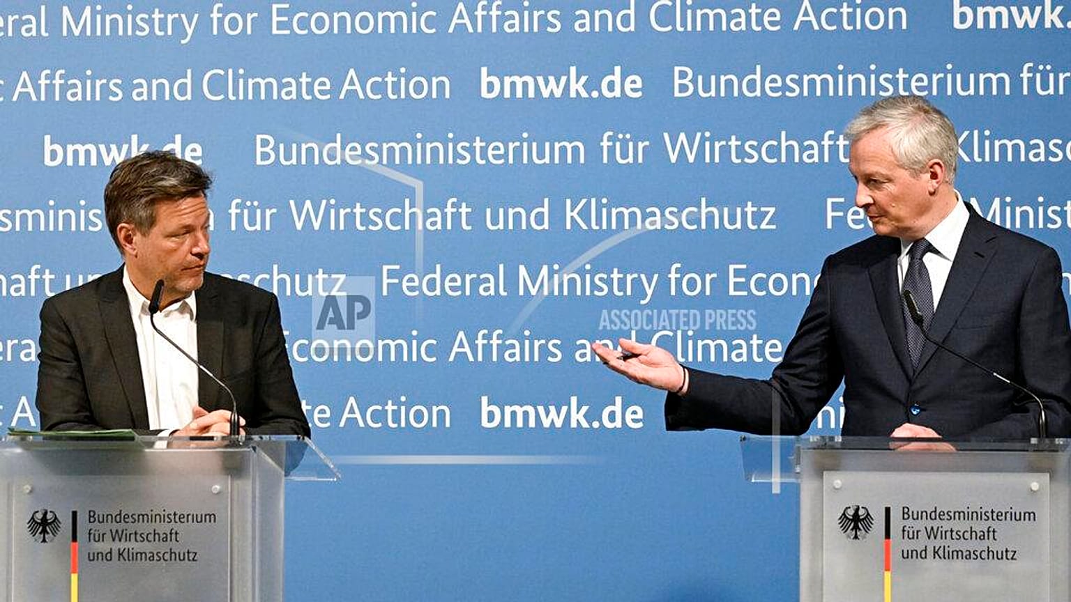 Robert Habeck, German Federal Minister for the Economy and Climate Protection, and Bruno Le Maire, French Minister for the Economy, Finance and Recovery.