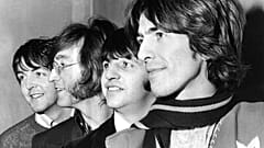 The Beatles in 1968, with George Harrison on the right.