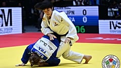 Margaux Pinot affrontait Ryoma Tanaka au finale en équipe mixte des Mondiaux de Judo d'Abu Dhabi