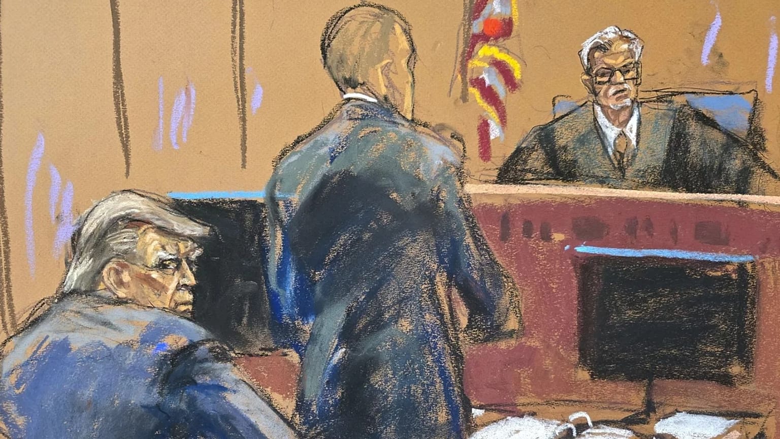Bírósági rajz Trump washingtoni peréről
