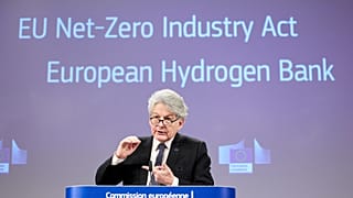 EU internal market commissioner Thierry Breton presents EUrope's anser to Biden's Inflation Reduction Act in March 2023