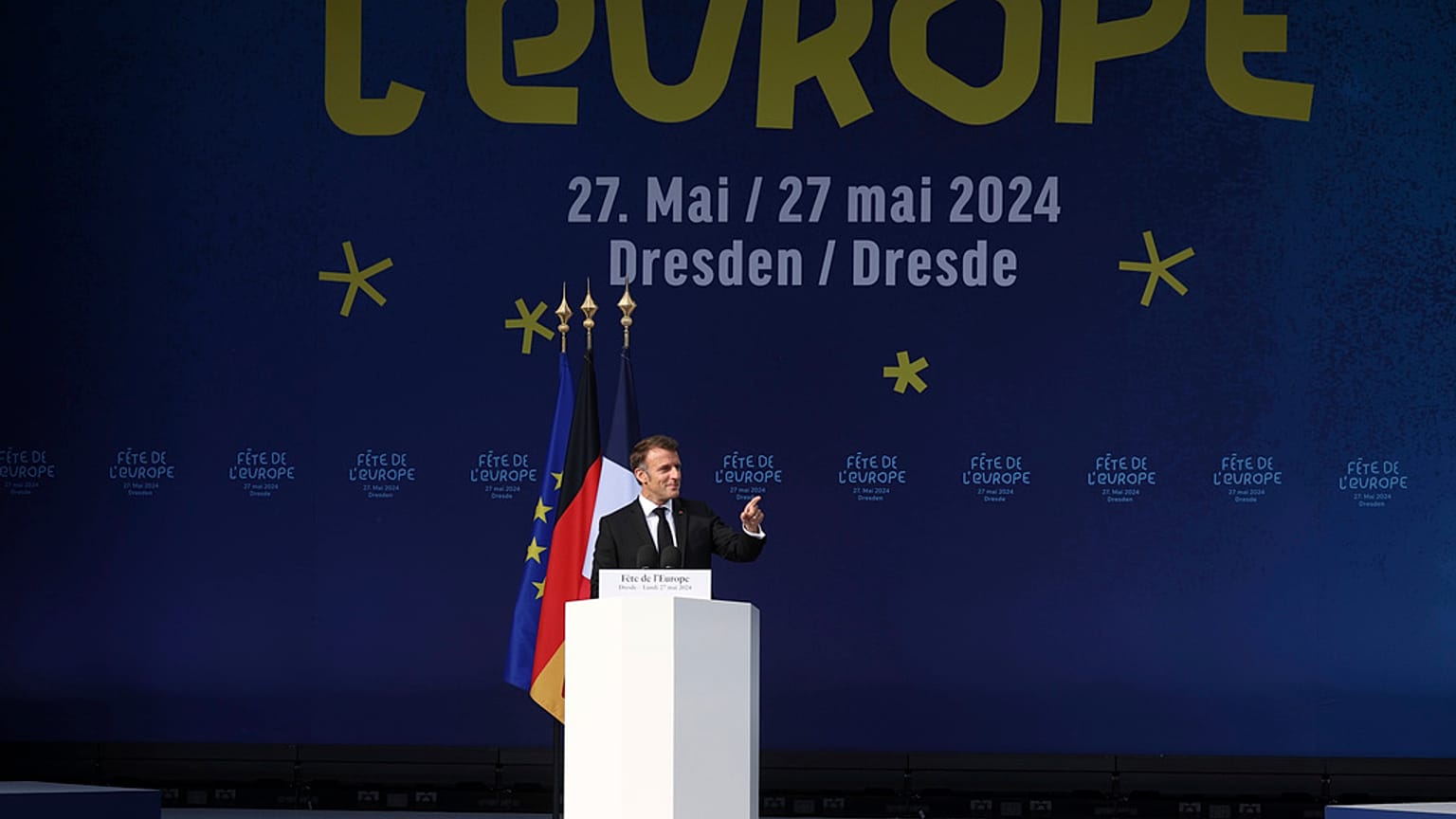 Macron discursou na "Festa da Europa" em Dresden