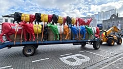 Protesta de ganaderos en Bruselas.
