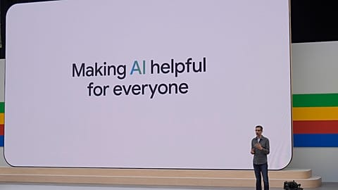 Alphabet CEO Sundar Pichai speaks at a Google I/O event in California earlier in May 2024