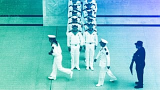 Chinese sailors visit the Chinese People's Liberation Army Naval Museum in Qingdao in eastern China's Shandong province, April 2024