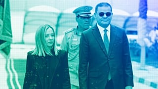 Italian PM Giorgia Meloni and Abdul Hamid Dbeibeh, a prime minister of Libya under the Government of National Unity, review the honour guard in Tripoli, May 2024