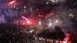 Olympiakos taraftarlarının sevinci