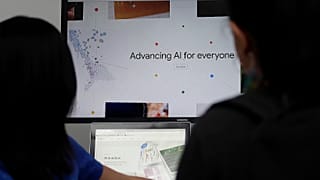 A Google employee gives a demonstration on artificial intelligence at the Google I/O conference in Mountain View, California.