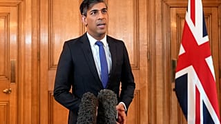 British Prime Minister Rishi Sunak issues a statement after British and US forces struck Houthi targets in Yemen, at 10 Downing Street, London, Friday May 31, 2024
