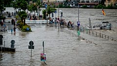 Der Neckar tritt in Heidelberg über die Ufer, 2. Juni 2024