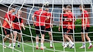 Magyar játékosok a labdarúgó-válogatott edzésén a Telki edzőközpontban 2024. június 3-án.