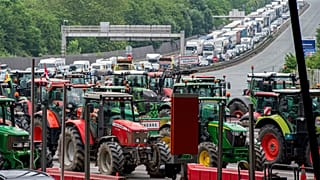 French farmers block the Biriatou pass, at the French-Spanish border, June 3, 2024. 