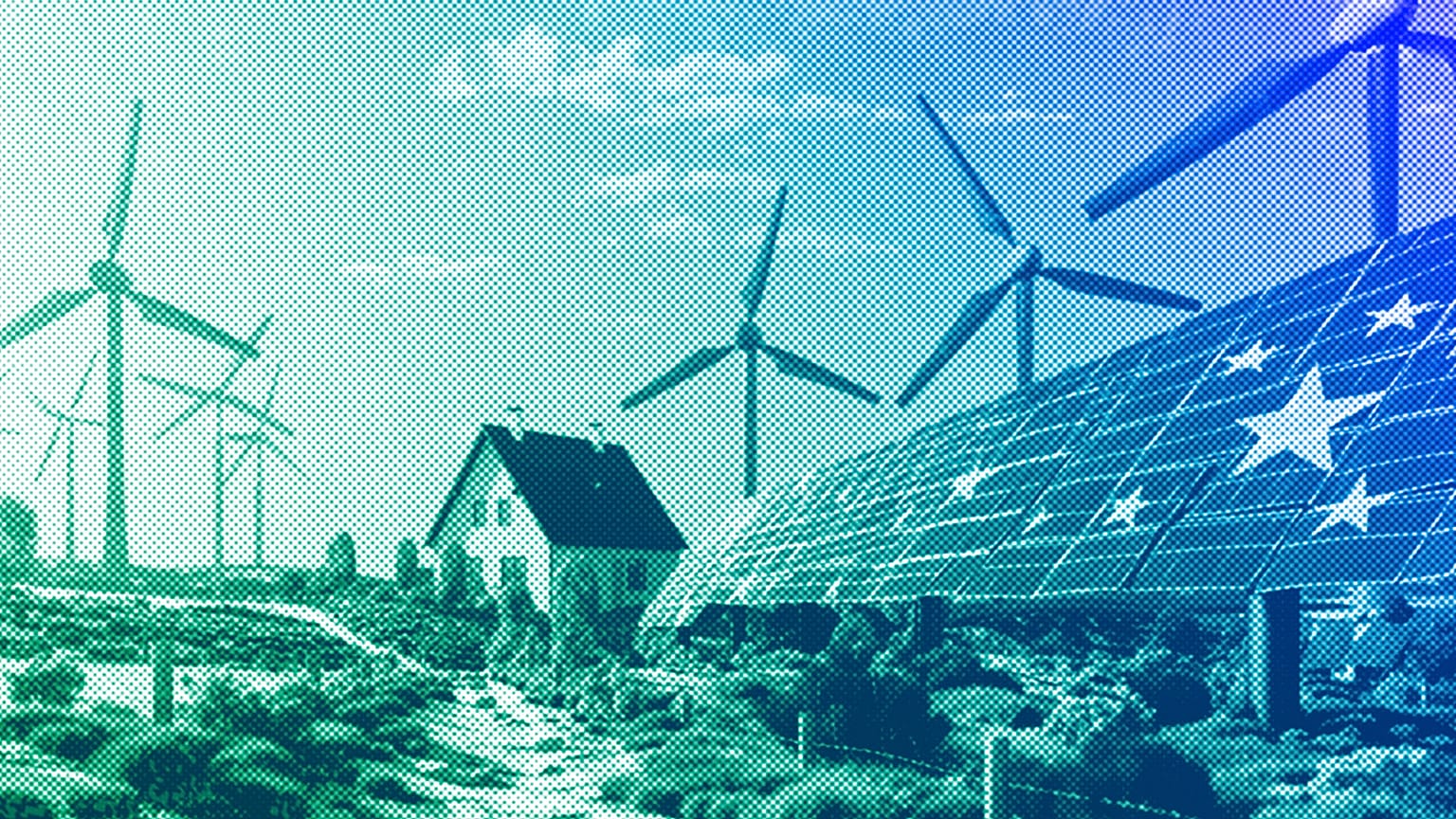 A green energy household in the EU, illustration