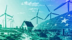 A green energy household in the EU, illustration