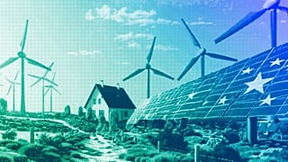 A green energy household in the EU, illustration