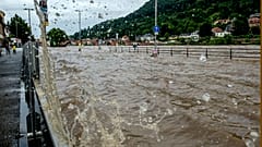A Neckar folyó a németországi Heidelbergben 2024. június 3-án