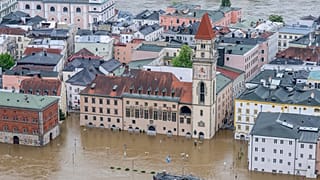 The old town is flooded by the Danube in Passau, Germany, Tuesday June 4, 2024.