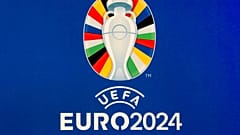 Το επίσημο λογότυπο για το UEFA EURO 2024 στη Γερμανία παρουσιάζεται κατά τη διάρκεια της παρουσίασης του UEFA EURO 2024 στο Βερολίνο, Γερμανία, Τρίτη 5 Οκτωβρίου 2021. (AP Photo/Michael Sohn)