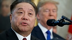 Broadcom CEO Hock Tan speaks as President Donald Trump listens during an event on Nov. 2, 2017 in Washington. 