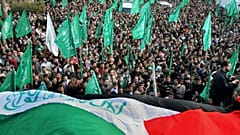 A Hamász híveinek tüntetése a Fatah ellen Gázavárosban 2007-ben 