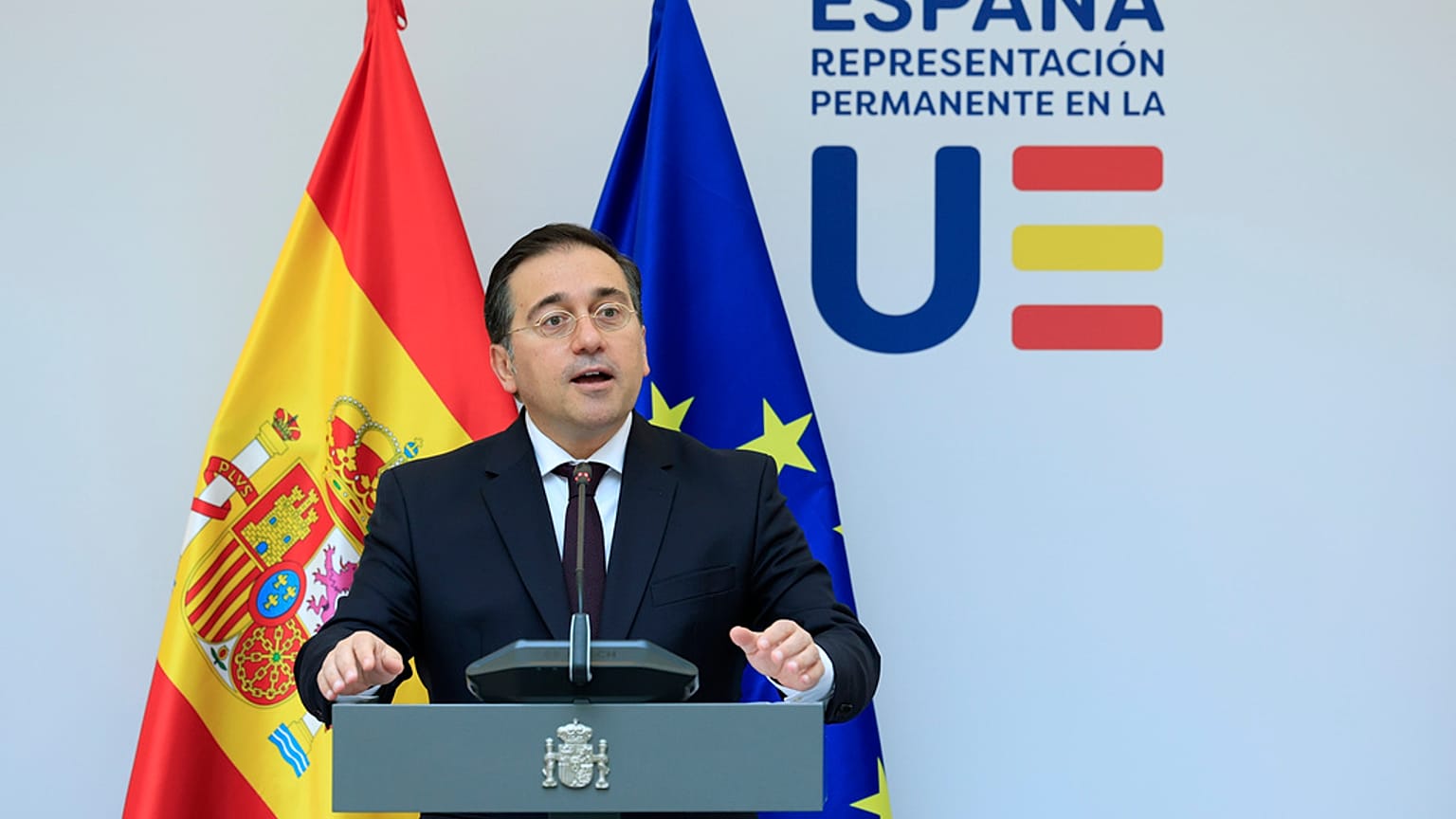 Jose Manuel Albares, ministre espagnol des affaires étrangères, Bruxelles, le 27 mai 2024.