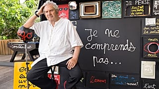 Ben Vautier at his workshop in Nice.