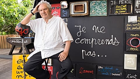 Ben Vautier at his workshop in Nice.