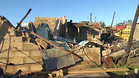 Houses destroyed by tornado