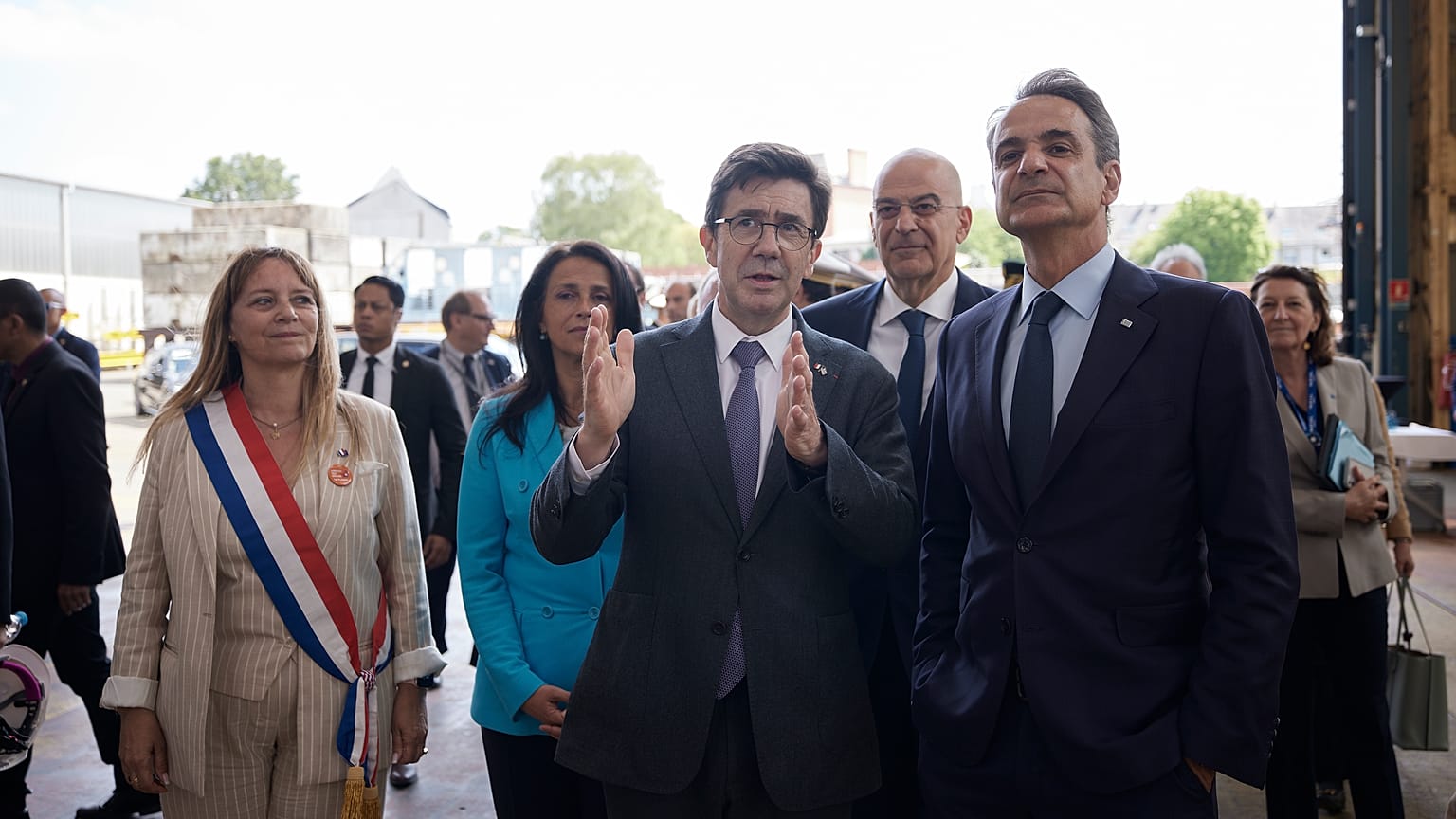 Επίσκεψη του Κυριάκου Μητσοτάκη στα ναυπηγεία του Λοριάν