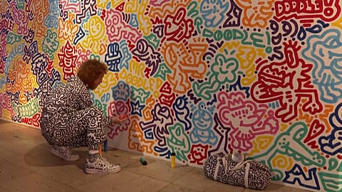 English creator Mr. Doodle decorating London's trendy Sketch restaurant